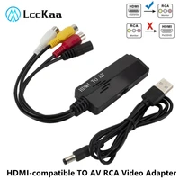 lcckaa hdmi compatible to rca converter avcvsb lr video adapter converter hd 1080p hdmi2av converter support ntsc pal output