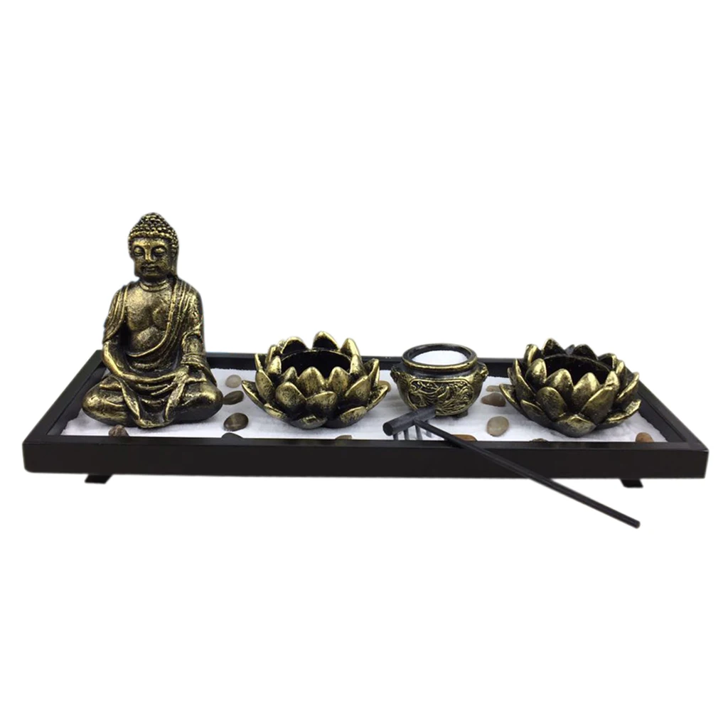 Японский садовый песочный поднос Zen буддизм каменная галька грабли украшение для