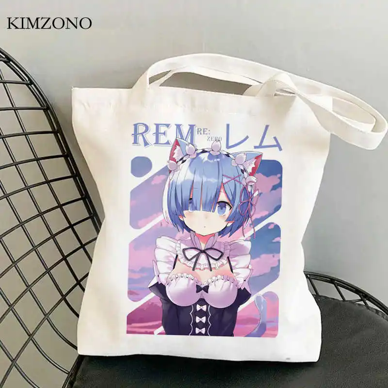 

Re Zero Kara Hajimeru Isekai Seikatsu shopping bag reusable grocery recycle bag cotton shopper bag bolsas reutilizables custom