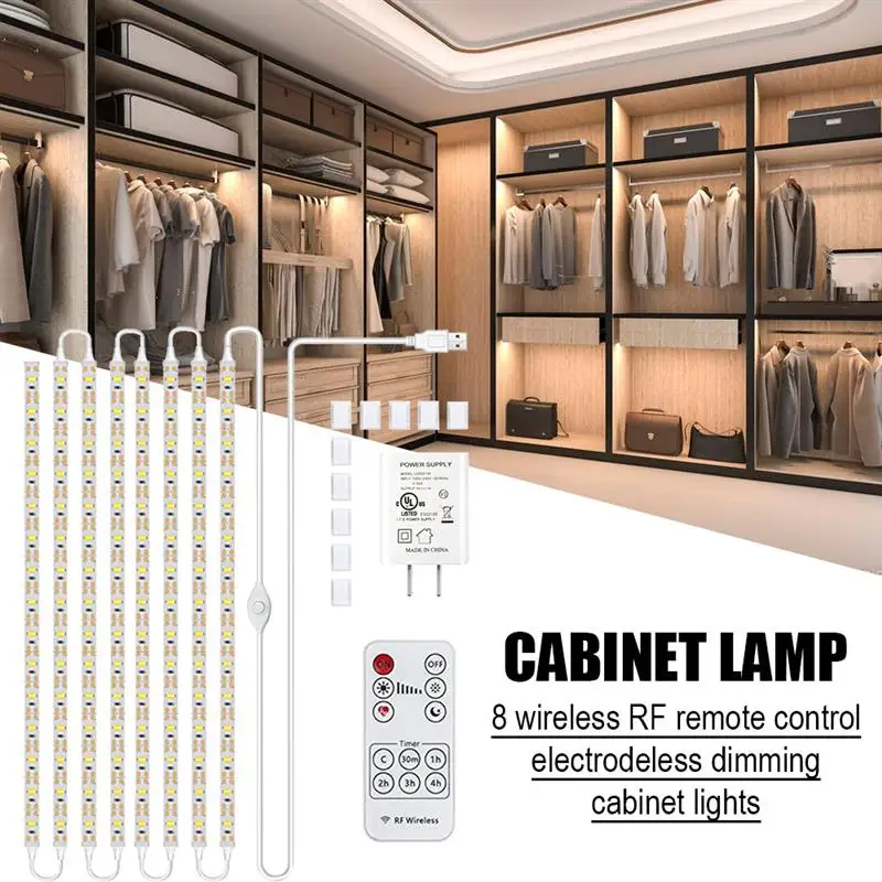 

Under Cabinet Lighting Kit 8pcs Flexible Led Strip Lights with RF Remote Controller for Kitchen Cabinets Desk Counter Corner
