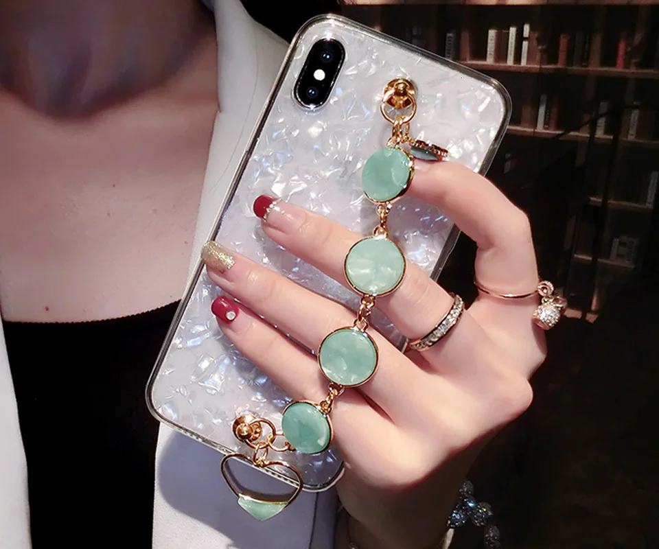 Блестящий чехол для телефона для iPhone XR XS MAX X 8 7 6 6S Plus алмазный браслет для samsung S8 S9 S10 Plus Note 9 8 Мягкий силиконовый чехол