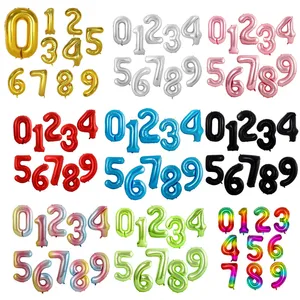 40 дюймов Большой фольги День рождения воздушные шары гелиевый номер воздушный шар 0-9 с днем рождения свадьба вечеринка украшения Душ большие фигурки глобо