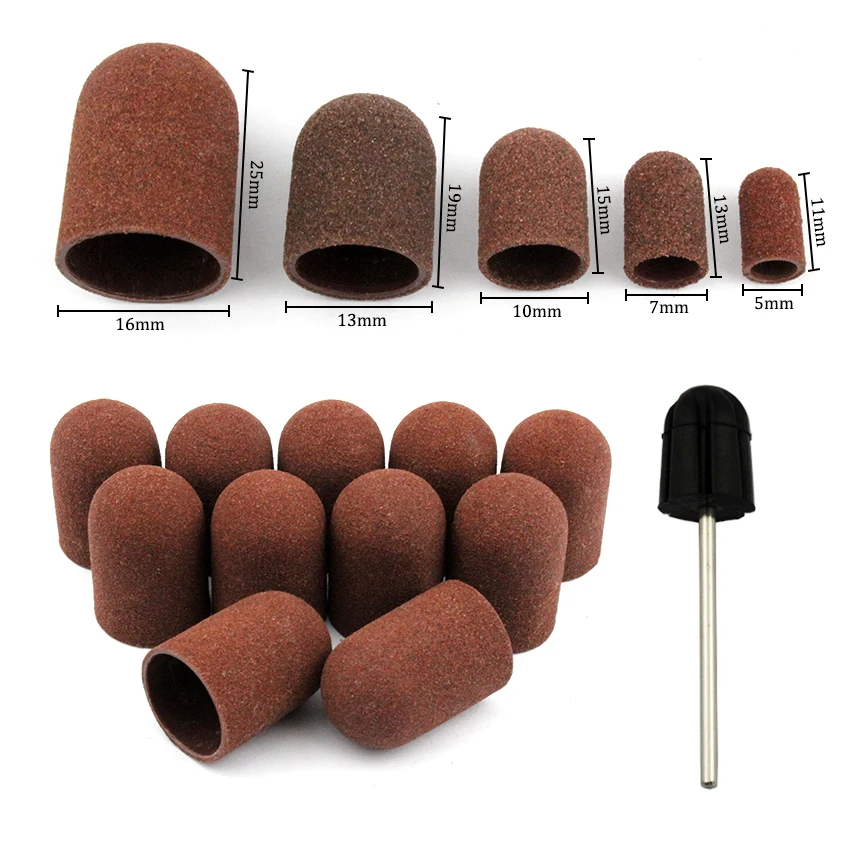 

50Pcs/Set 150# Grit Nail Sanding Caps Rubber Grip Pedicure Polishing Sand Block Electric Drill Accessories Bit Manicure Tools