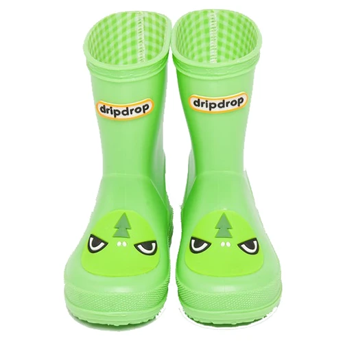 Green DRIPDROP Резиновые сапоги из ПВХ для детей Водонепроницаемые сапоги до середины икры разных цветов и с различными аппликациями Животные - Цвет: Green