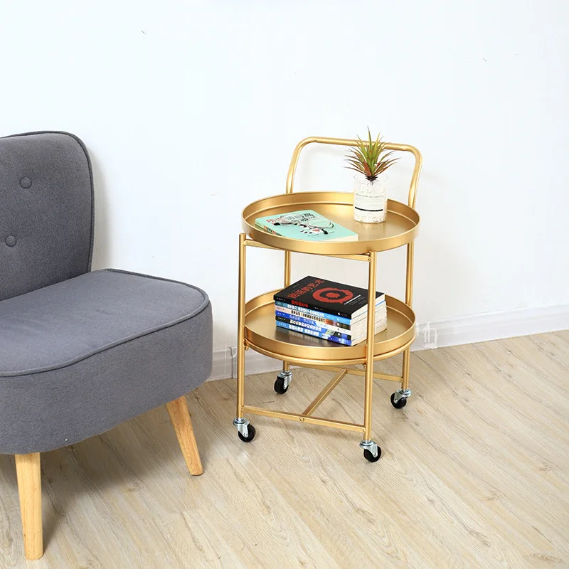 Железный двухслойный Кофейный Столик Прикроватный для гостиной спальни