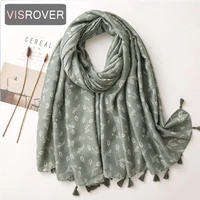 visrover 2020 new green tree printing viscose autumn scarf women fashion winter green tree scarf shawls hijab gift wholesales