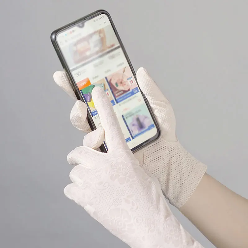 

Ice Silk Sun Protection Gloves Women Lace Touch Screen Gloves UV Protection Resistant Finger Gloves Fashion Summer Gloves Gloves