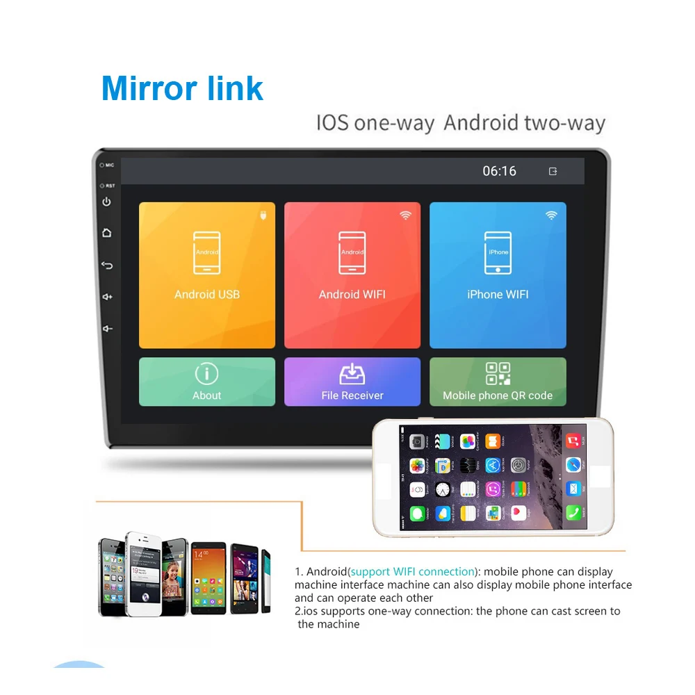 9-дюймовое автомобильное радио на Android 2 Din Мультимедийный плеер GPS-навигация Автомобильный стерео WIFI Bluetooth Внешний микрофонная камера.