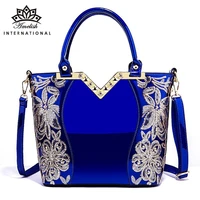 amelish luxury bag for women 2021 high quality patent leather flower embroidery diamond tote handbag fashion female shoulder bag