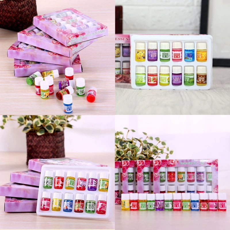 

12pc Water-soluble Flower Fruit Essential Oil Relieve Stress for Humidifier Fragrance Lamp Air Freshening Aromatherapy Body Oil