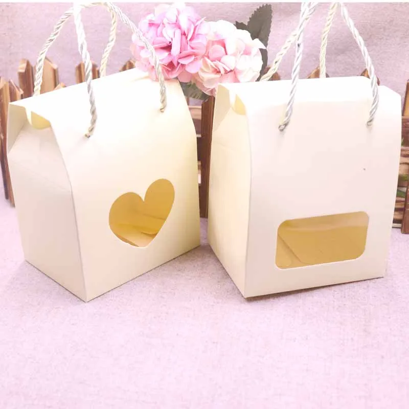 20pcs Paper Clear Rectangle Window Box multi color Candy Boxes With Handle Snack Cookie Chocolates Gifts box for wedding - купить по