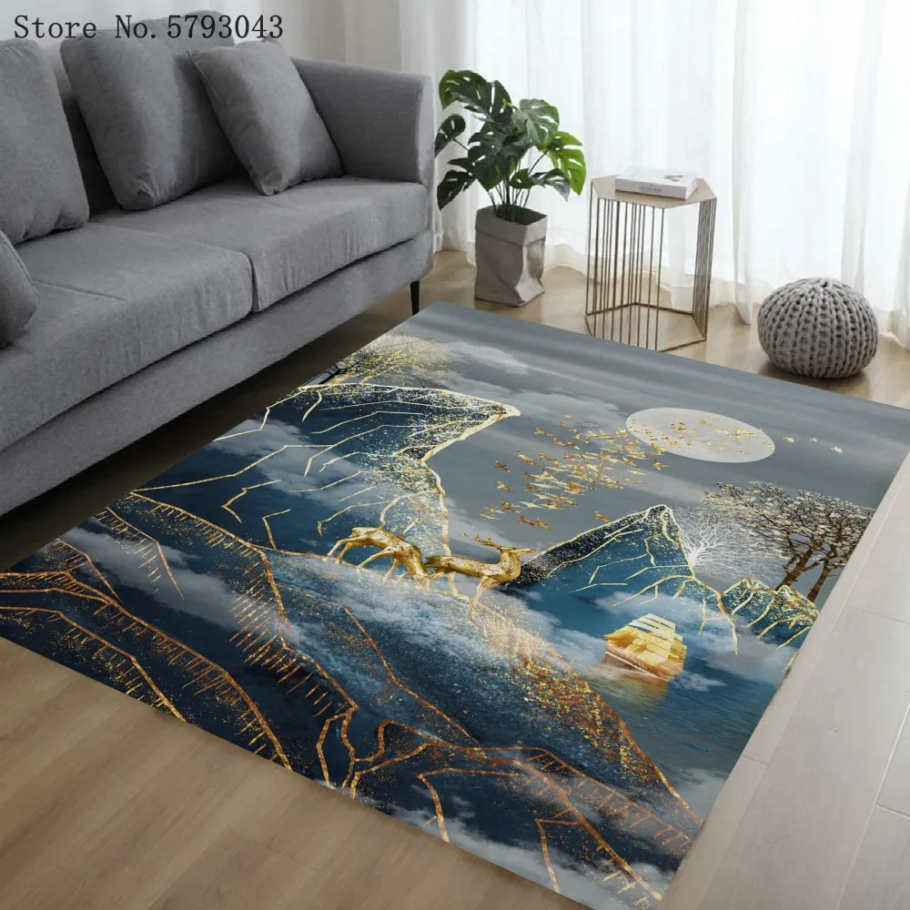 

Sun Moon Landscape Area Carpet 3D Print Mountain Sun Large Carpet For Bedroom Non-Slip Floor Carpet Entrance Outdoor Floor Rug