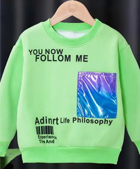 

Boys autumn round collor long sleeve printed letter sweater