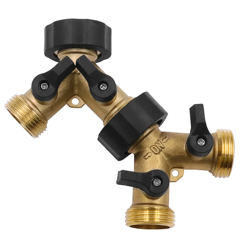 Шланг разделитель труб 3/4 дюйма Латунь Садовый двойной проход шаровой кран