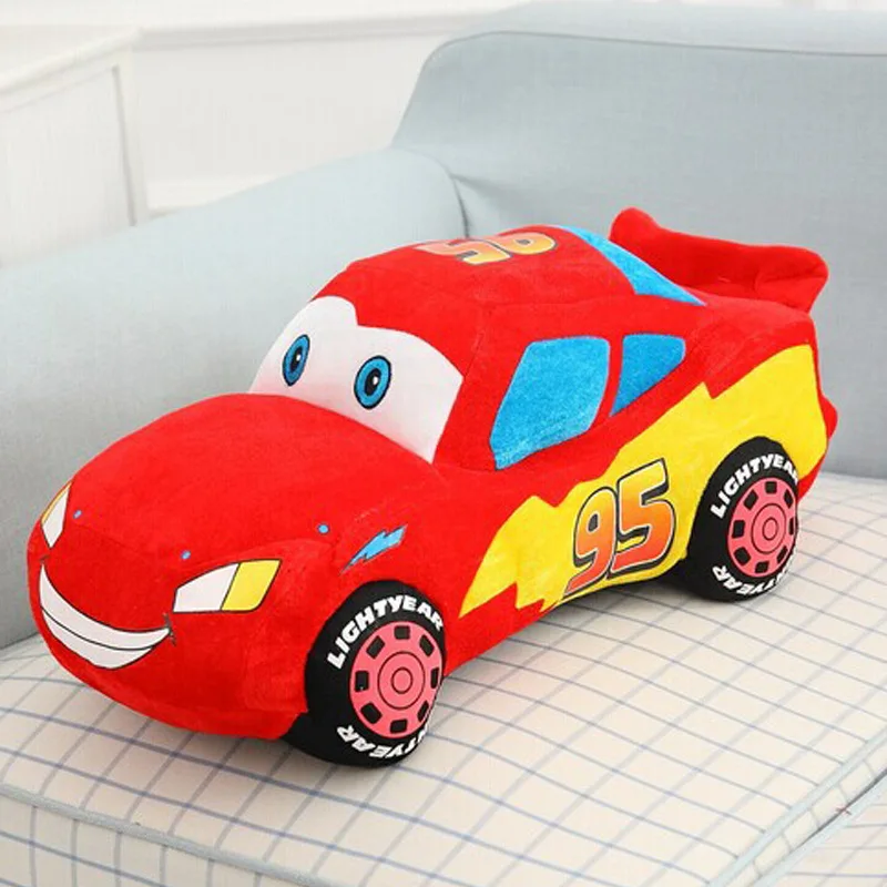 Disney Pixar-almohada de coche de peluche para ni&ntilde;os, juguetes de Rayo Mcqueen, modelo de dibujos animados bonitos, los mejores regalos para ni&ntilde;os, almohadas para beb&eacute;s de 25, 35, 45 y 55cm-3
