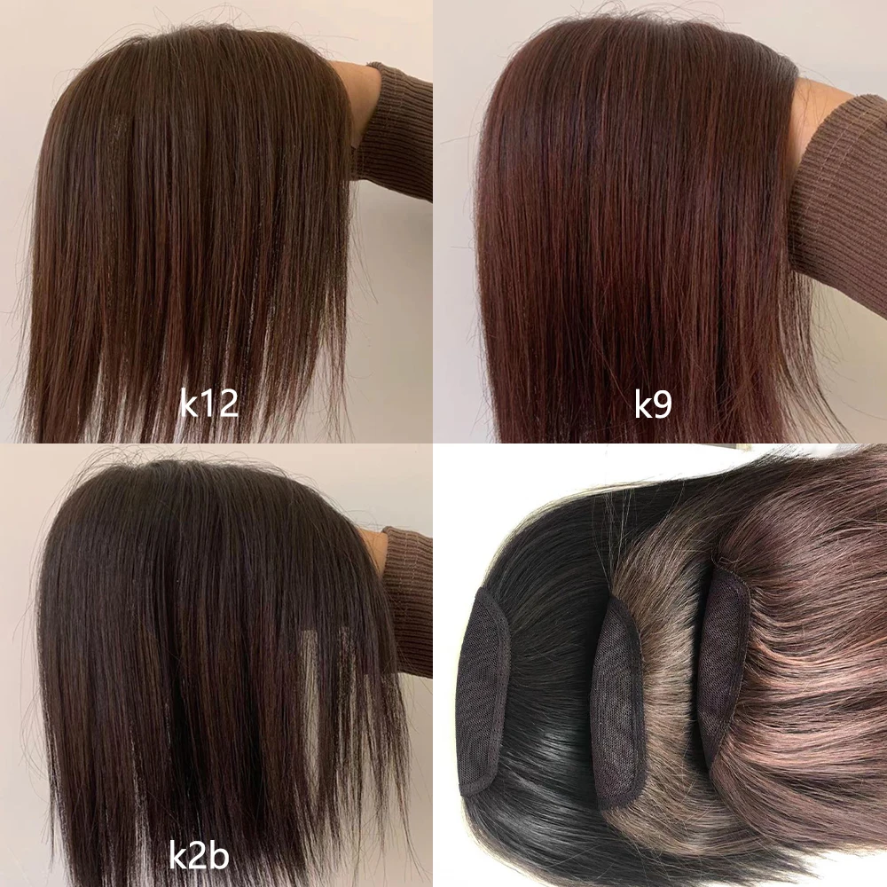 100% Human Hair Topper 6'' handtied 3.5''x4'' Topper For Women Clips in  Woman Toupee Straight Hair Piece