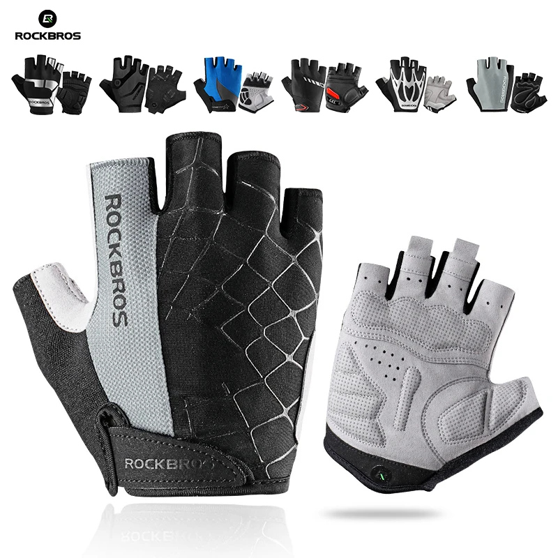

ROCKBROS Bicycle Gloves Half Finger Shockproof Wear Resistant Breathable Cycling Gloves Men Women for MTB,Sports,Bike Equipment