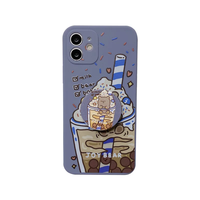 

Milk Tea Bear Silicone Phone Case is suitable for iPhone11 12Pro Max mini X XR XS XSMax 8 7PluS anti-drop protective back cover