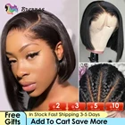 Прямые фронтальные парики из человеческих волос, бразильские волосы HD 13x4, Короткие парики с коротким Бобом, предварительно выщипанные неповрежденные волосы для женщин