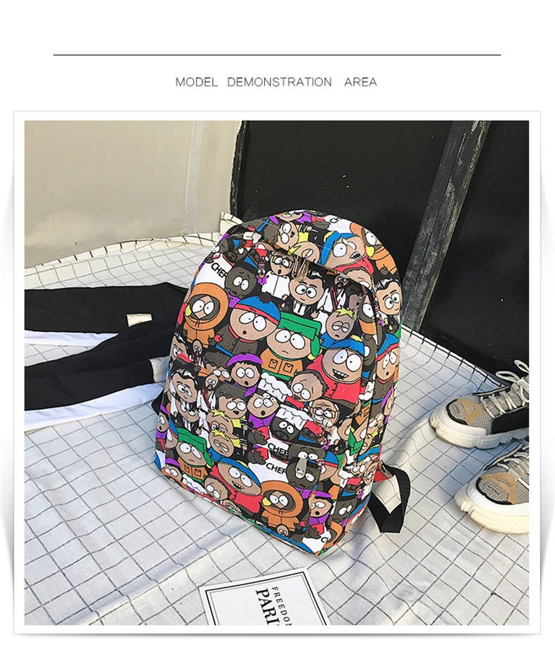 New backpack female cartoon alphabet doodle personality wild backpack men and women shoulder bag mochila
