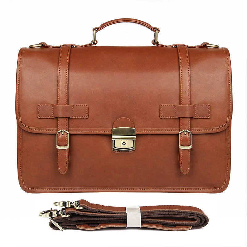 Luxury leather business men's briefcase British style exquisite cowhide business bag natural leather briefcase new