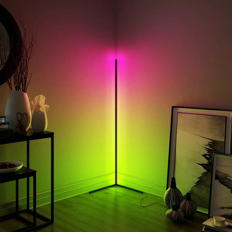 Современный RGB светодиодный Угловой торшер Alexa лампа с дистанционным управлением