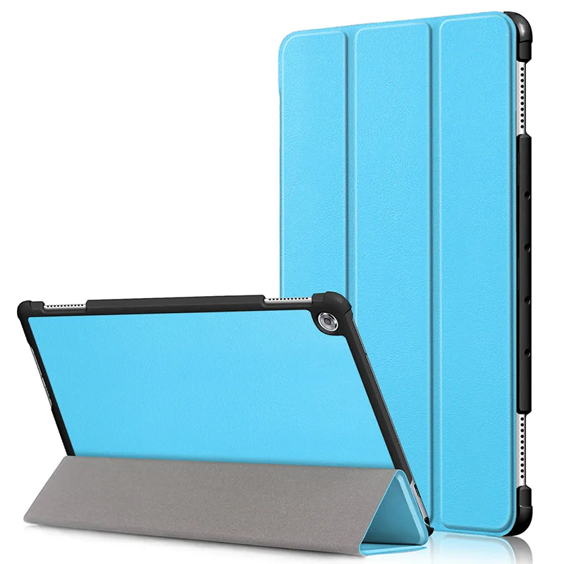 Чехол для Huawei MediaPad M5 Lite 10 BAH2-W19/L09/W09 Ультратонкий чехол-подставка из искусственной кожи для медиа-планшета M5 Lite 10,1" - Цвет: sky blue M5 Lite 10