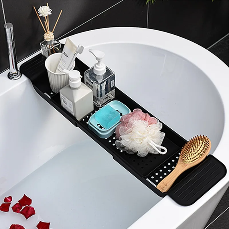 bathtub tray storage rack shelf tub multi function towel organizer retractable bath shelf in the bathroom bathtub accessories free global shipping