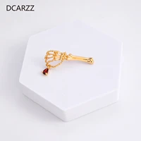 dcarzz skeleton hand brooch pin fashion jewelry christmas nurse medical cute red crystal pins woman gift