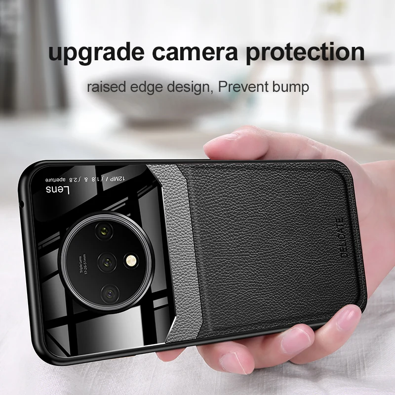 Чехол для Oneplus 7 T Pro силиконовый ударопрочный бампер из искусственной кожи