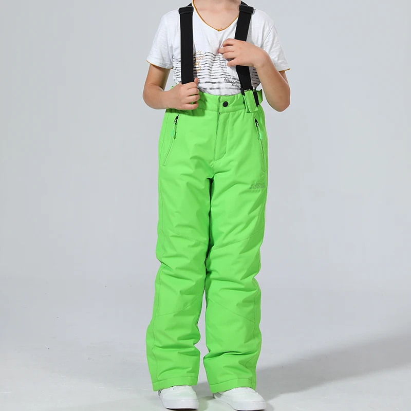 green pant Детская зимняя куртка для сноуборда Лыжная одежда теплые водонепроницаемые зимние штаны для мальчиков Лыжная Куртка Лыжный жилет для мальчиков и девочек enfant skipak - Цвет: green pant