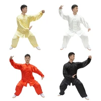 women men imitation silk kung fu uniform martial arts tai chi clothing long sleeve suit wushu performance wear tracksuit