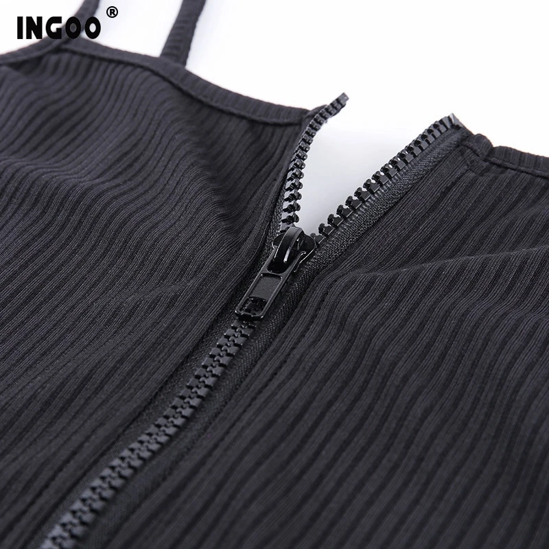 

Summer Ribbed Sexy Women Jumpsuit Gray Bodycon Sleeveless Backless Romper Zipper Solid Skinny Sexy Outfit Overalls Playsuits