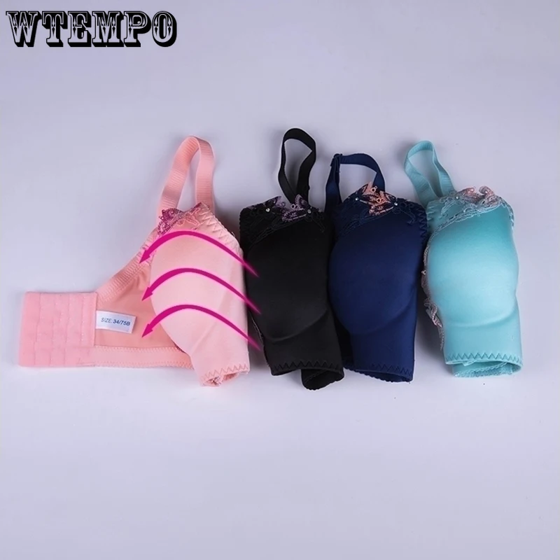 Вышивка бюстгальтеры Для женщин бюстгальтер с эффектом пуш ап сексуальное