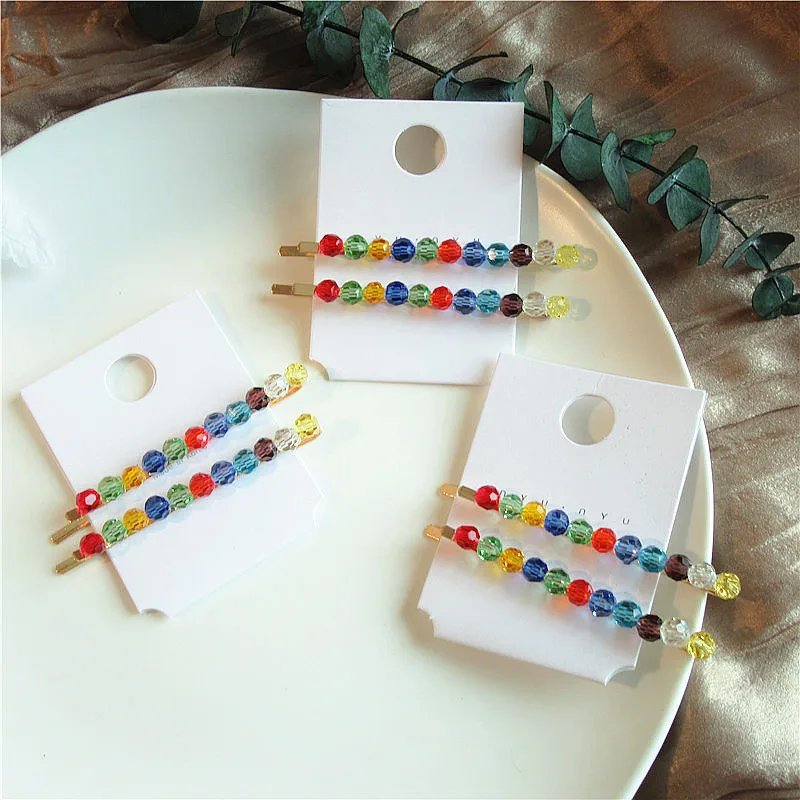 Заколка для волос девочек 2 шт./компл. в Корейском стиле с радужными хрустальными