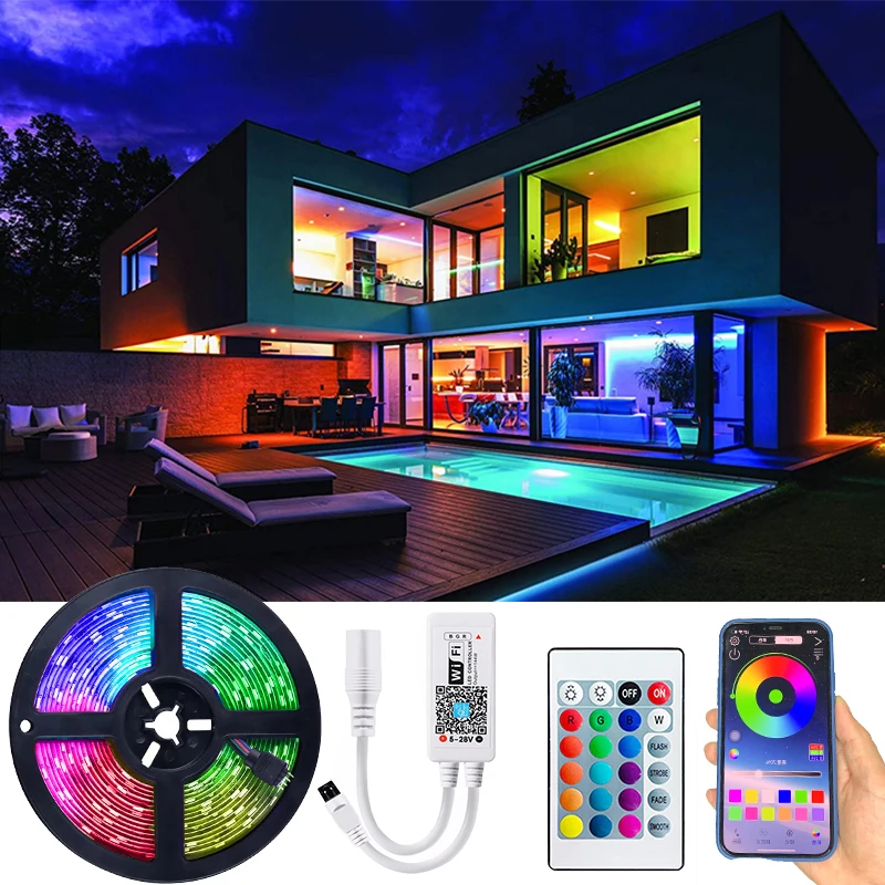 Светодиодные ленты светильник RGB гибкая лампа Led Luces лента диод DC12V SMD 5050 ИК Blutooth