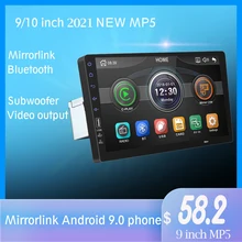 One Din 9 inch Touch Mirrorlink Android Phone MP5 Player FM Bluetooth USB Rear View Camera Car Radio Autoradio