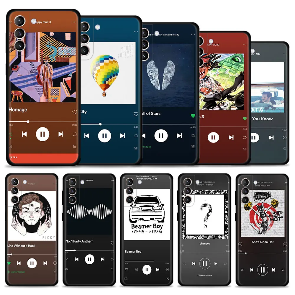 

For Samsung Galaxy S20 S21 FE Ultra S9 S8 S10 Plus Lite S10e S7 Edge Note 20 Ultra 10 Plus Case Popular Music Spotify Plaque