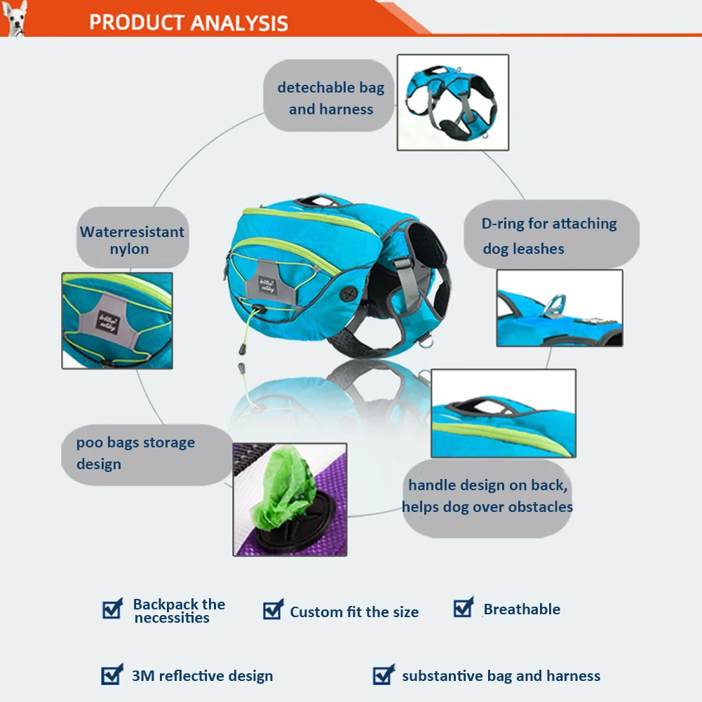 Сумка для собак со съемным жилетом и ремнем 12л сумка средних больших Для