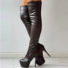 Сапоги женские зимние на очень высоком каблуке, на платформе, на тонком каблуке, 31-46, размера плюс