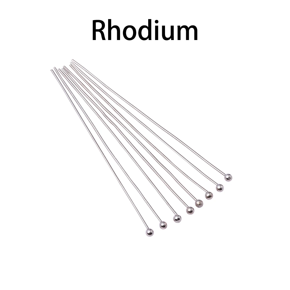 Rhodium 200 шт./лот, 16, 20, 25, 30, 40, 50 мм, золотые, серебристые, металлические штифты с шариковой головкой для самостоятельного изготовления ювелирных изделий, шпильки, диаметр 0,5 мм, поставки - Цвет: Rhodium