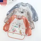 Детские нагрудники для кормления, фартук, водонепроницаемые ткани, с длинными рукавами, с рисунком Ловца пищи, детские тканевые Слюнявчики