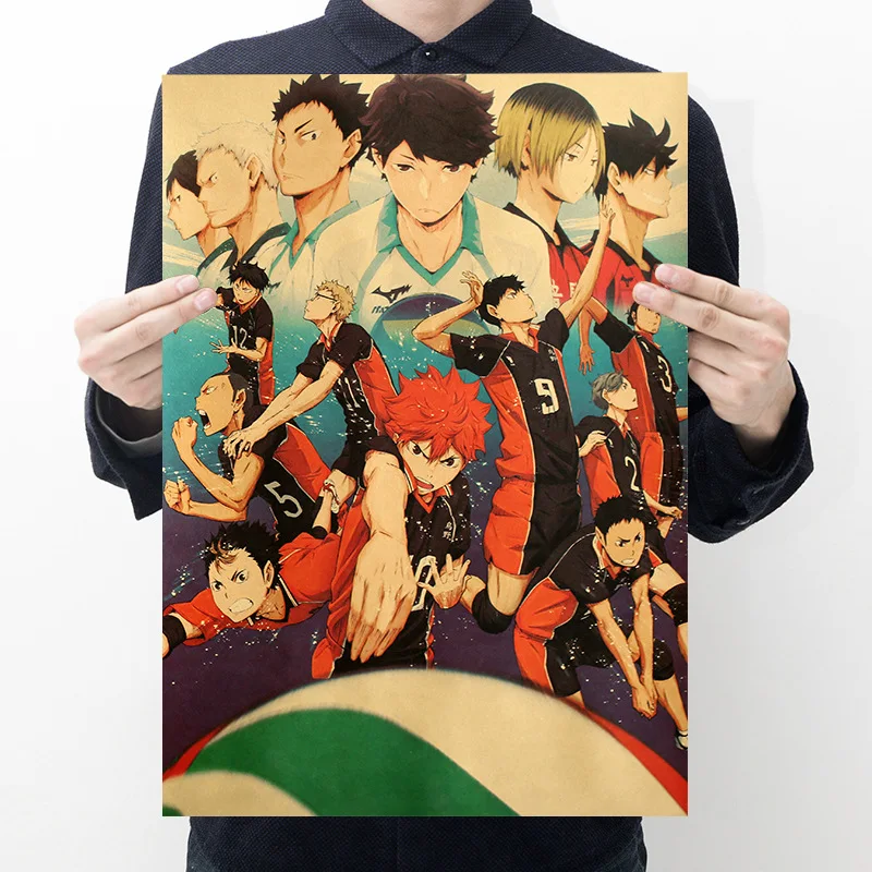 

Vintage Japanese Anime Haikyuu Retro Poster Kraft Paper High Quality Home Room Art Print Wall Stickers Room Decoration