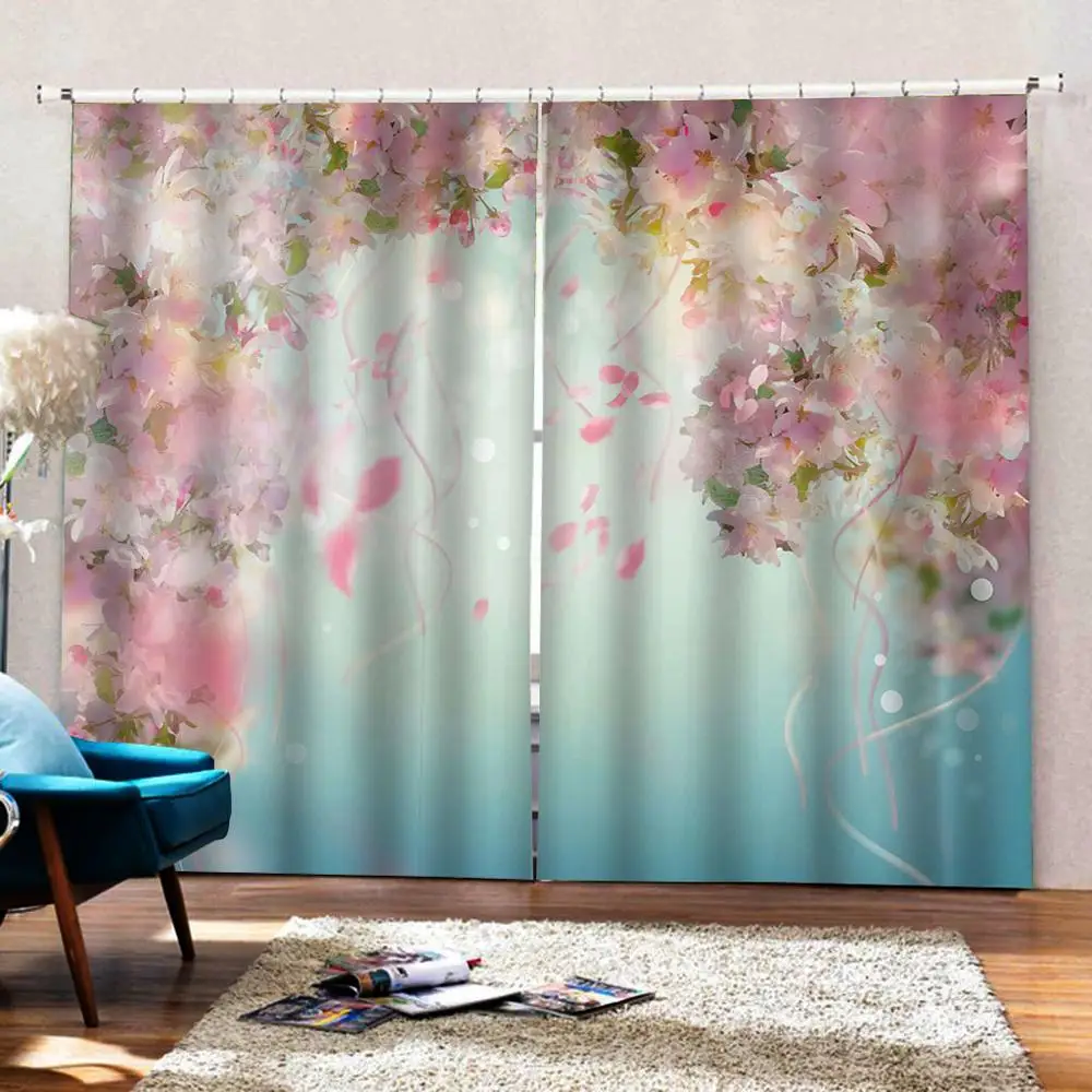 Пользовательские окна занавески для детей затемненные Гостиная розовые цветы