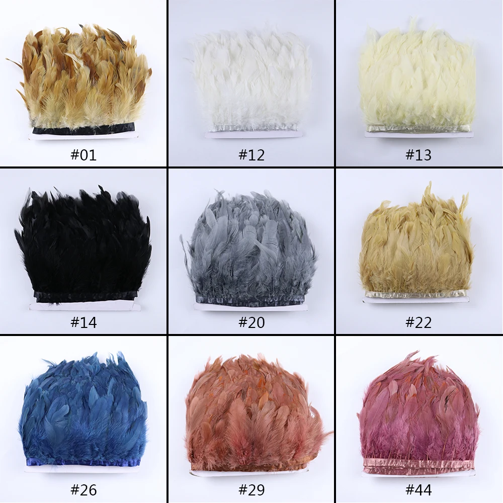 

1 Meter Authentic Rooster Feather Trim Ribbon 10-15CM for Clothing Sewing Feathers Decoration Plumes for Crafts Accessories