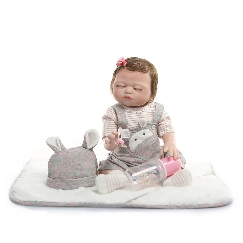 

Кукла новорожденная с ремешком и серым Кроликом, 48 см