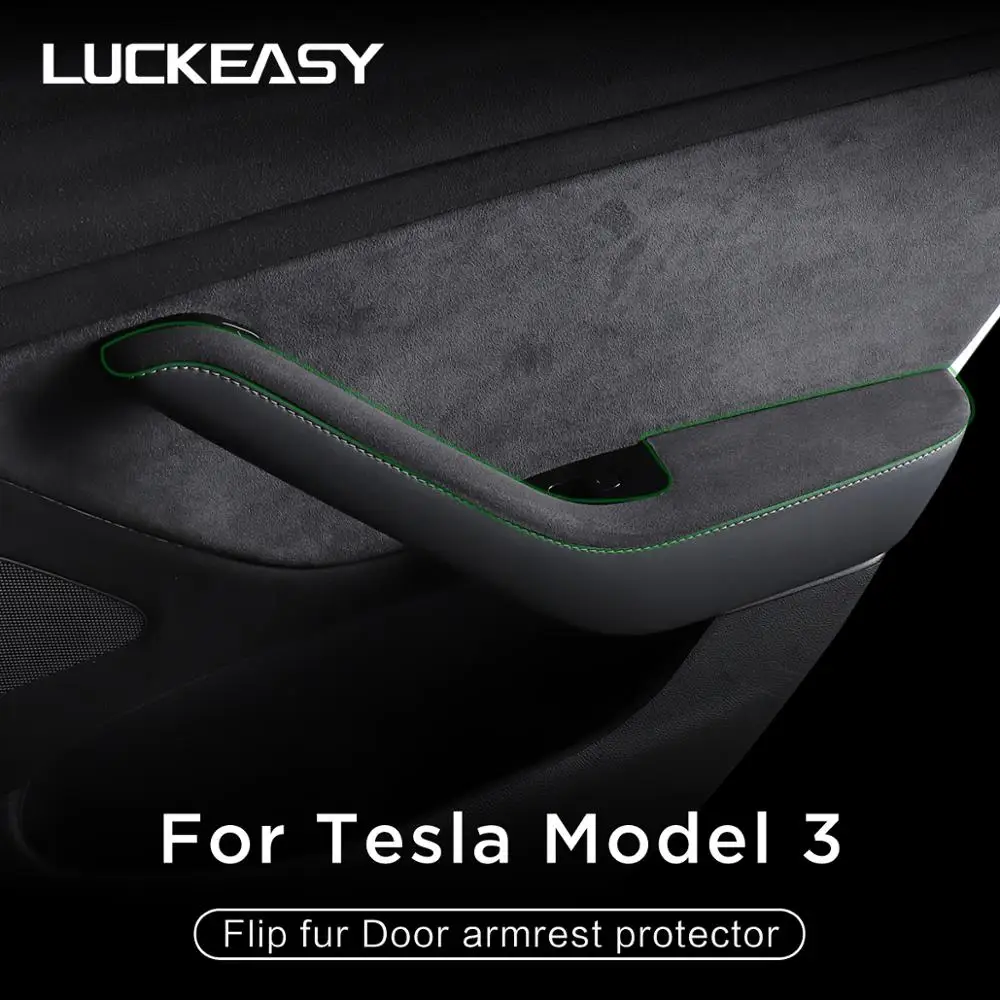 LUCKEASY Автомобильная откидная меховая дверная защита на подлокотник для Tesla модель 3- Защитная пленка для края двери
