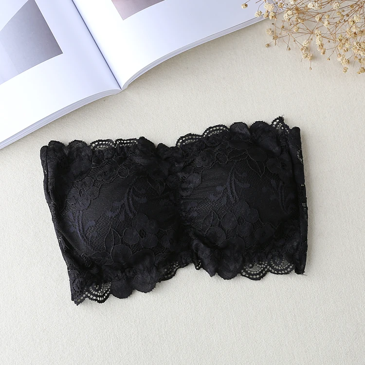 1 шт. модные летние женские цветочные кружева Bandeau бесшовный бандо без косточек Размеры 4-крюк бюстгальтер без бретелек топ