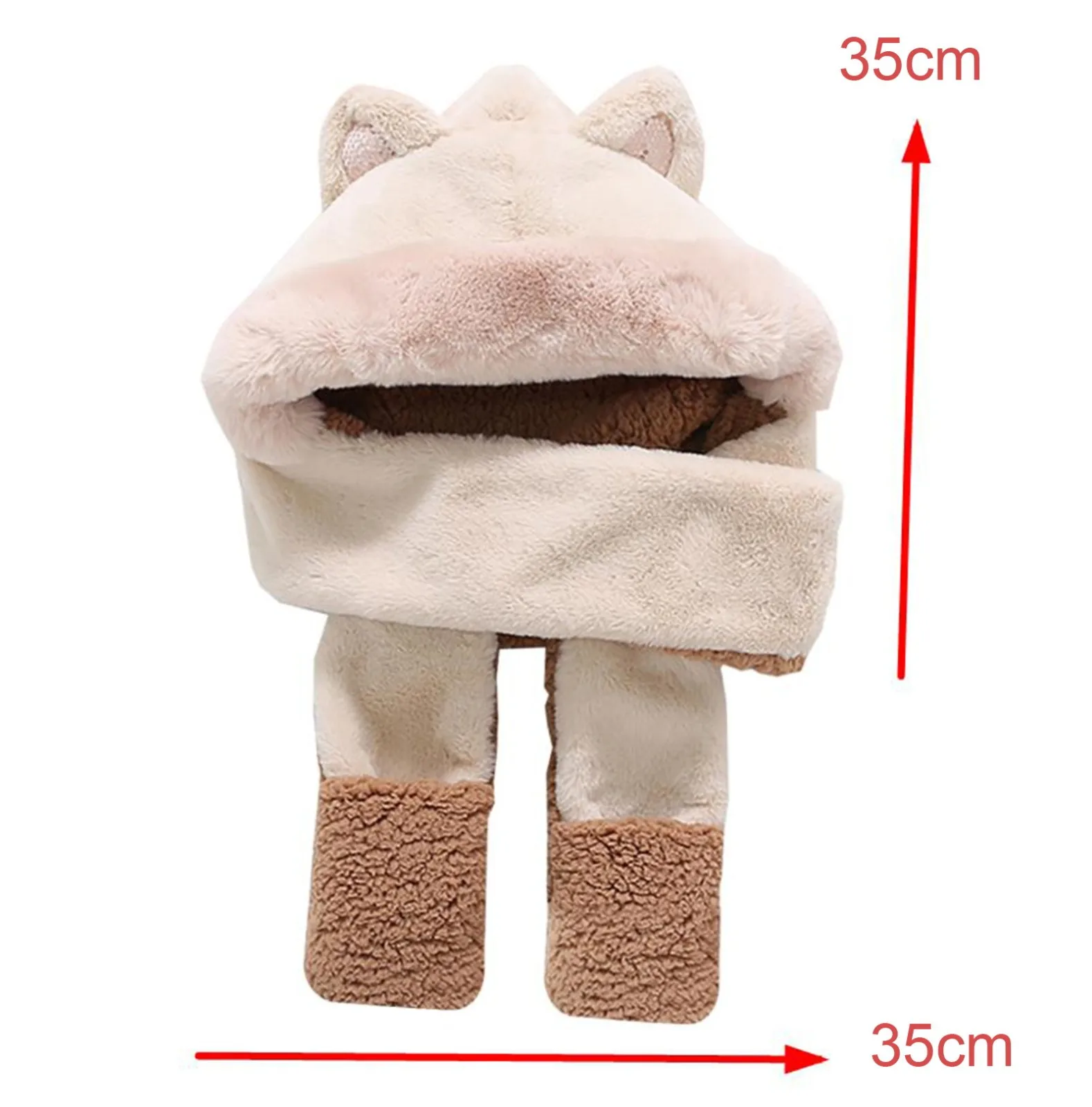 

Cartoon Bear Ear Scarf Protection Hat ChildrenAutumn Winter Furry Cute Girl Plush Scarf Hooded Korean Version Versatile Warm