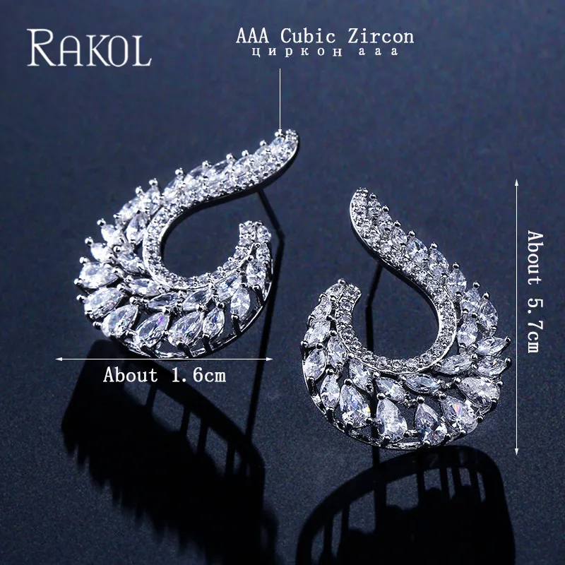 RAKOL рождественские серьги прозрачные с цирконием кубической огранки в форме